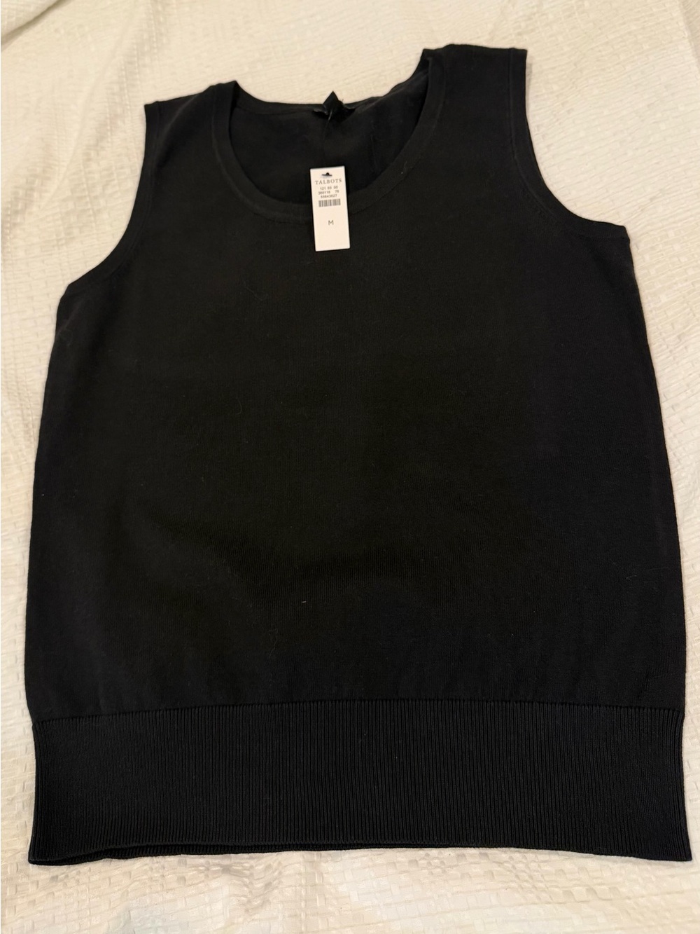 Talbots Black Sleeveless Knit Tank with Wide Rib Hem